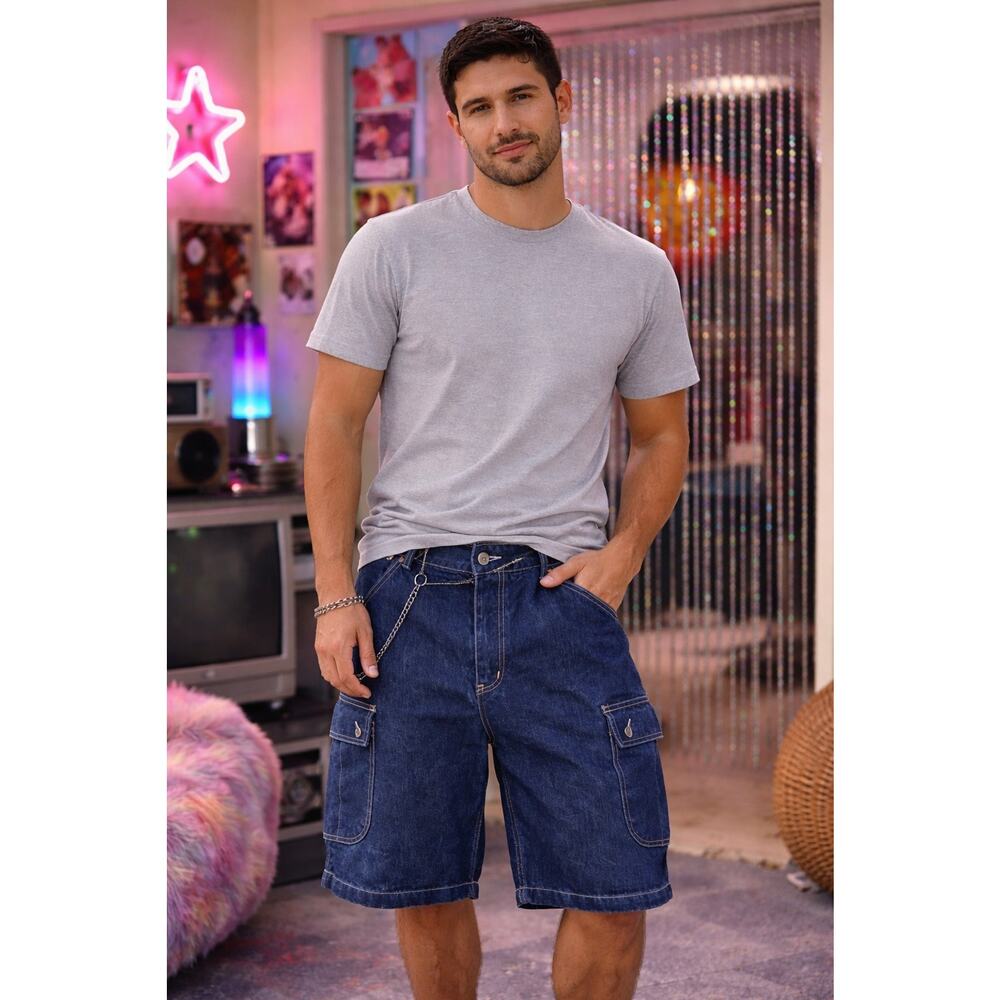 Vtg Old Skool Jeans Mens Shorts 40 Blue Denim Hip Hop Y2K Streetwear 2000s Short